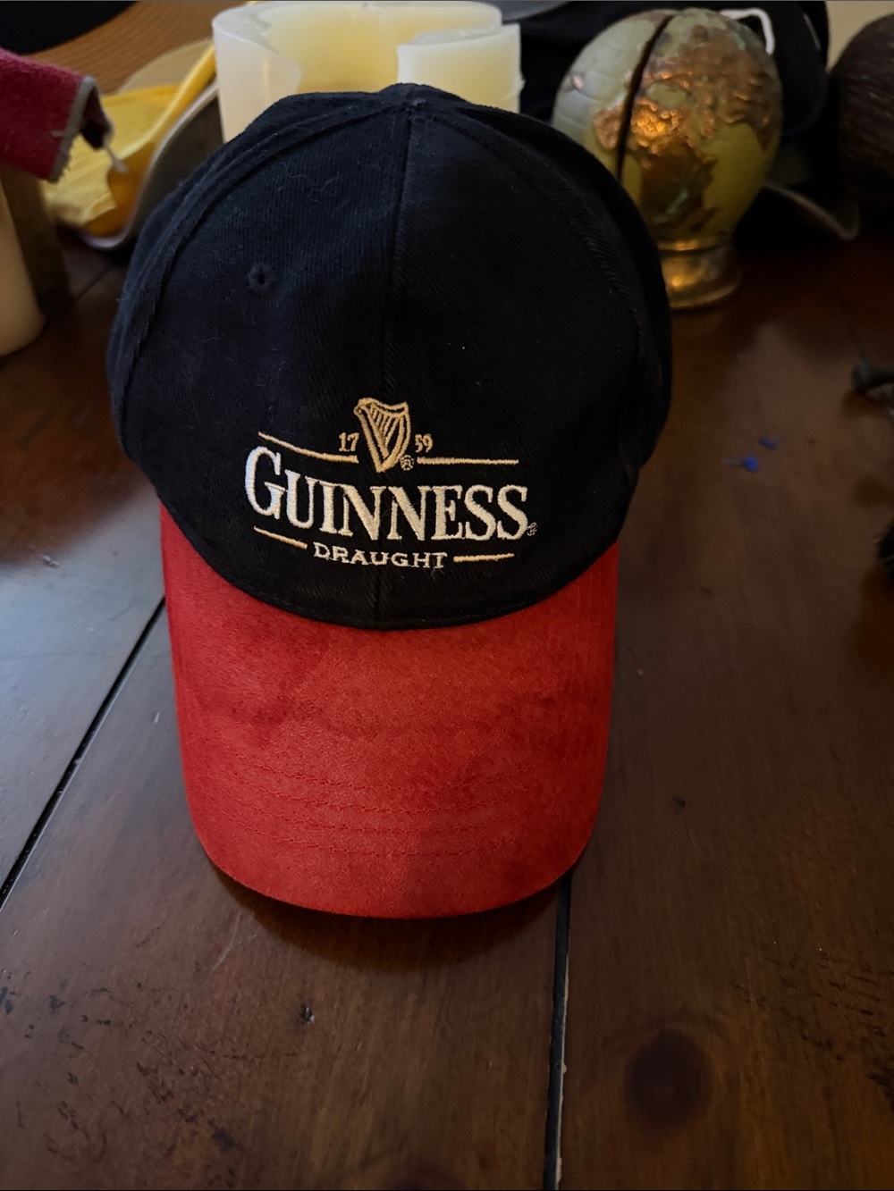 Guinness Black Crown Red Visor Embroidered Logo Cap